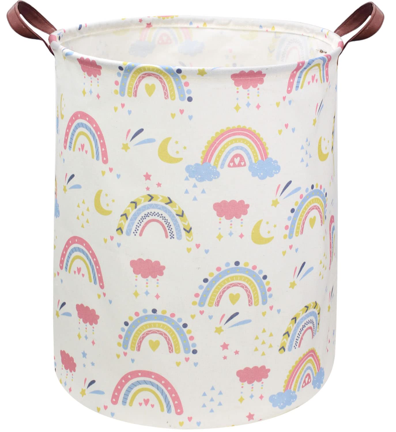 Essme Rainbow laundry basket,Collapsible Kids Laundry Hamper with Waterproof PE Coating,Girls Hamper Nursery Hamper for Girls Ro
