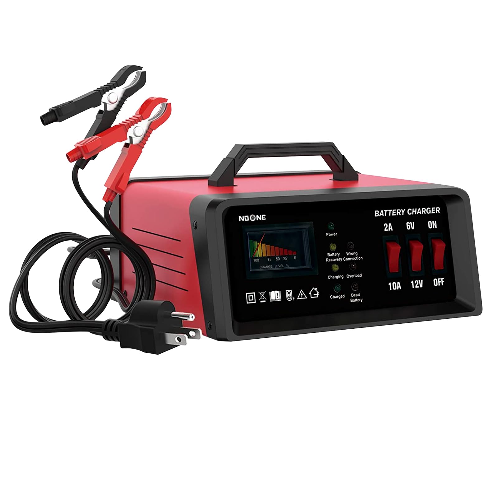 NOONE 2A/10A Car Battery Charger, 6V/12V Battery Charger