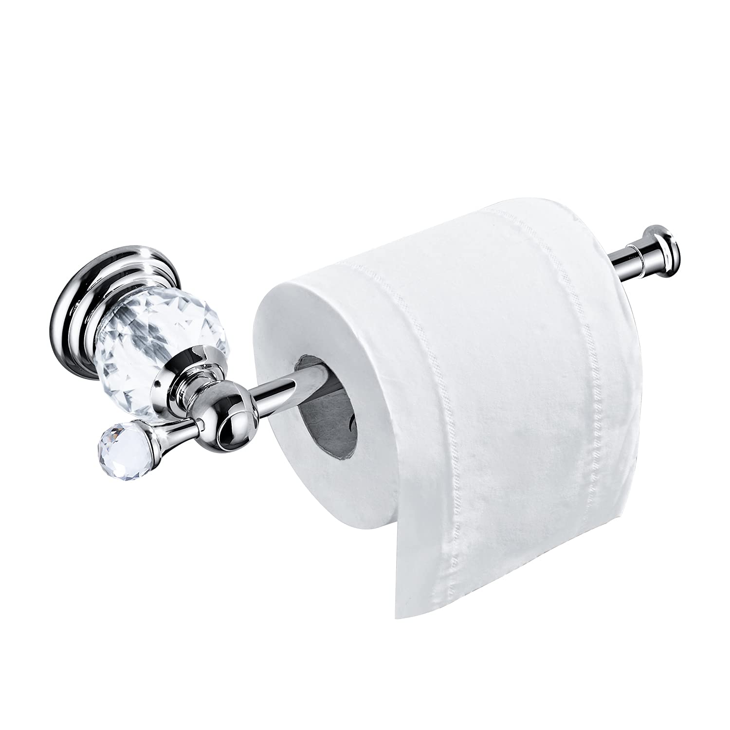 BATHSIR Crystal Toilet Paper Holder, SilverToilet Roll Holder Modern  Bathroom Accessories Zinc Alloy Tissue Hanger Wall Mounted, image size:1500x1500