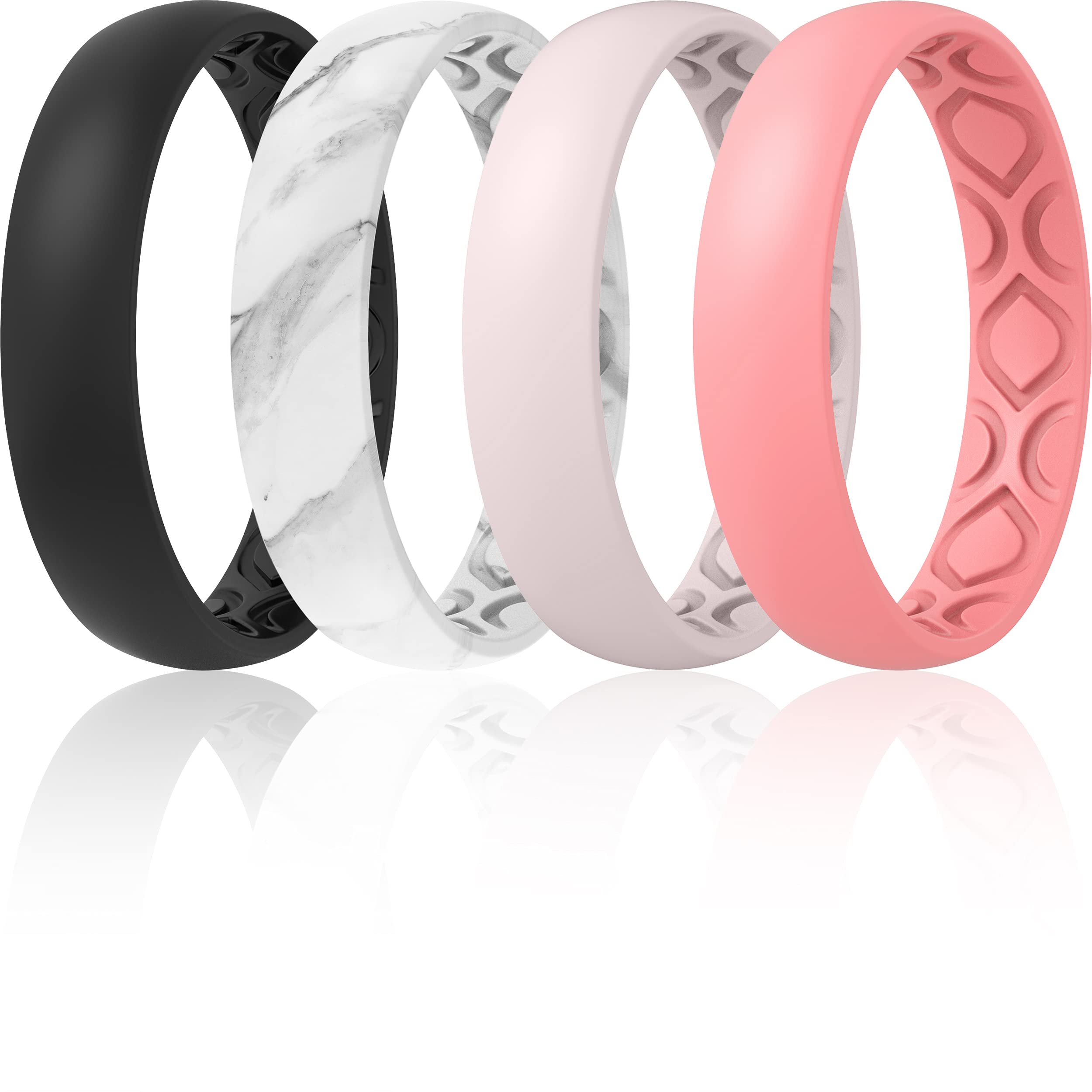 ThunderFit Silicone Wedding Bands for Women, Breathable Air