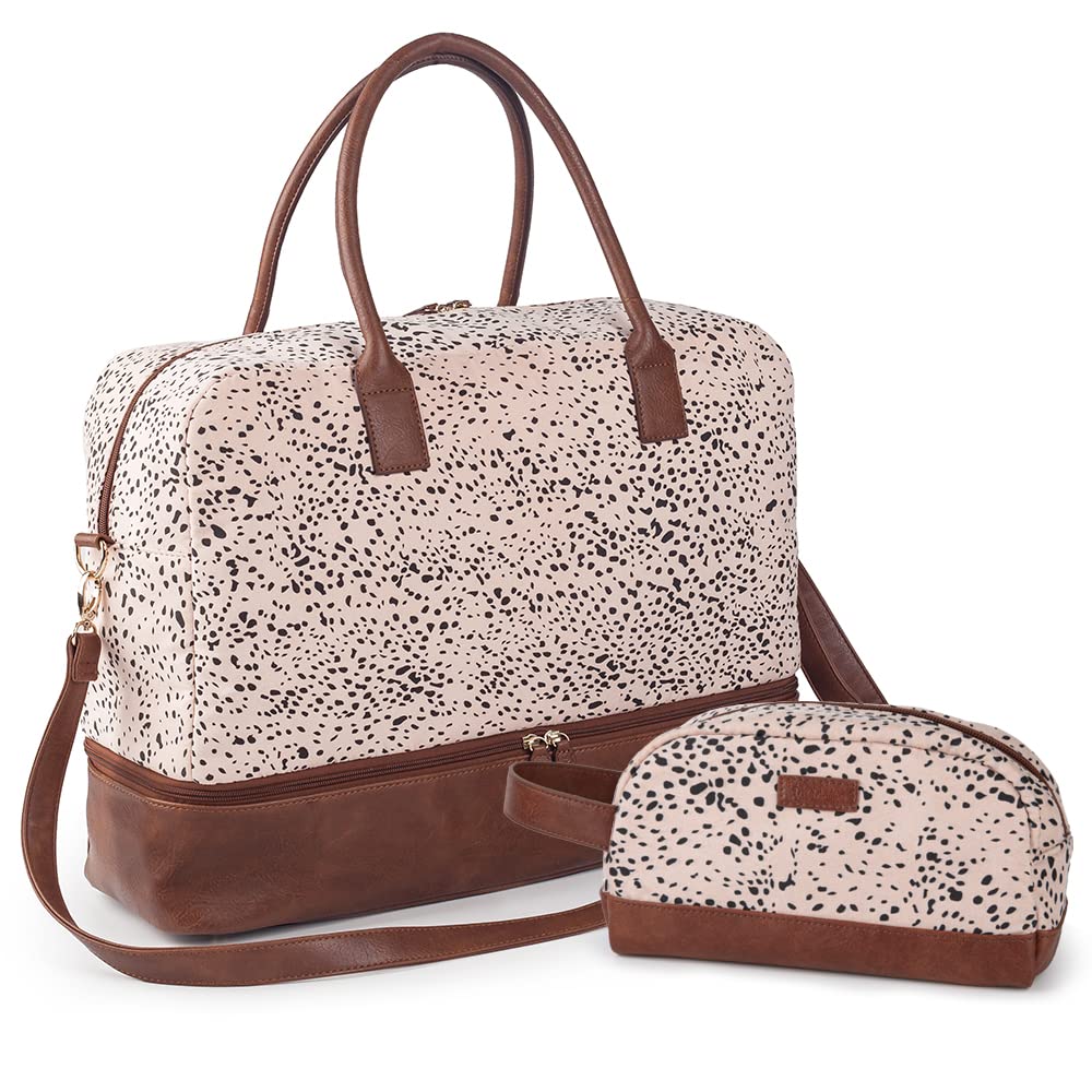 Weekender Bag Overnight Travel Carry On Duffel with Shoe Pouch (leopard) 21 main image 3