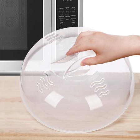 Tusjiain Microwave Splatter Cover for Food Large Microwave Plate Food Cover With Easy Grip Handle Anti-Splatter Lid With Enlarge Perforat