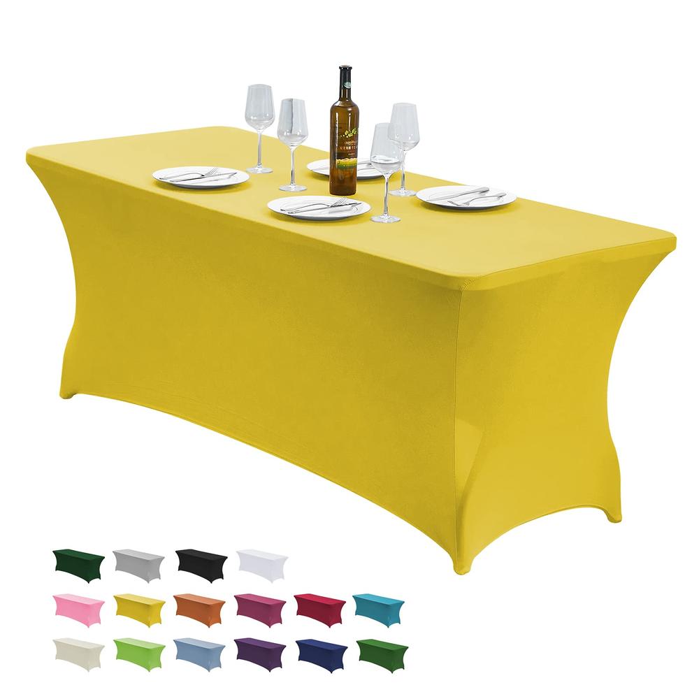 Stretchable Table CWK 4FT Stretch Spandex Table Cover for Rectangular Fitted Folding ...