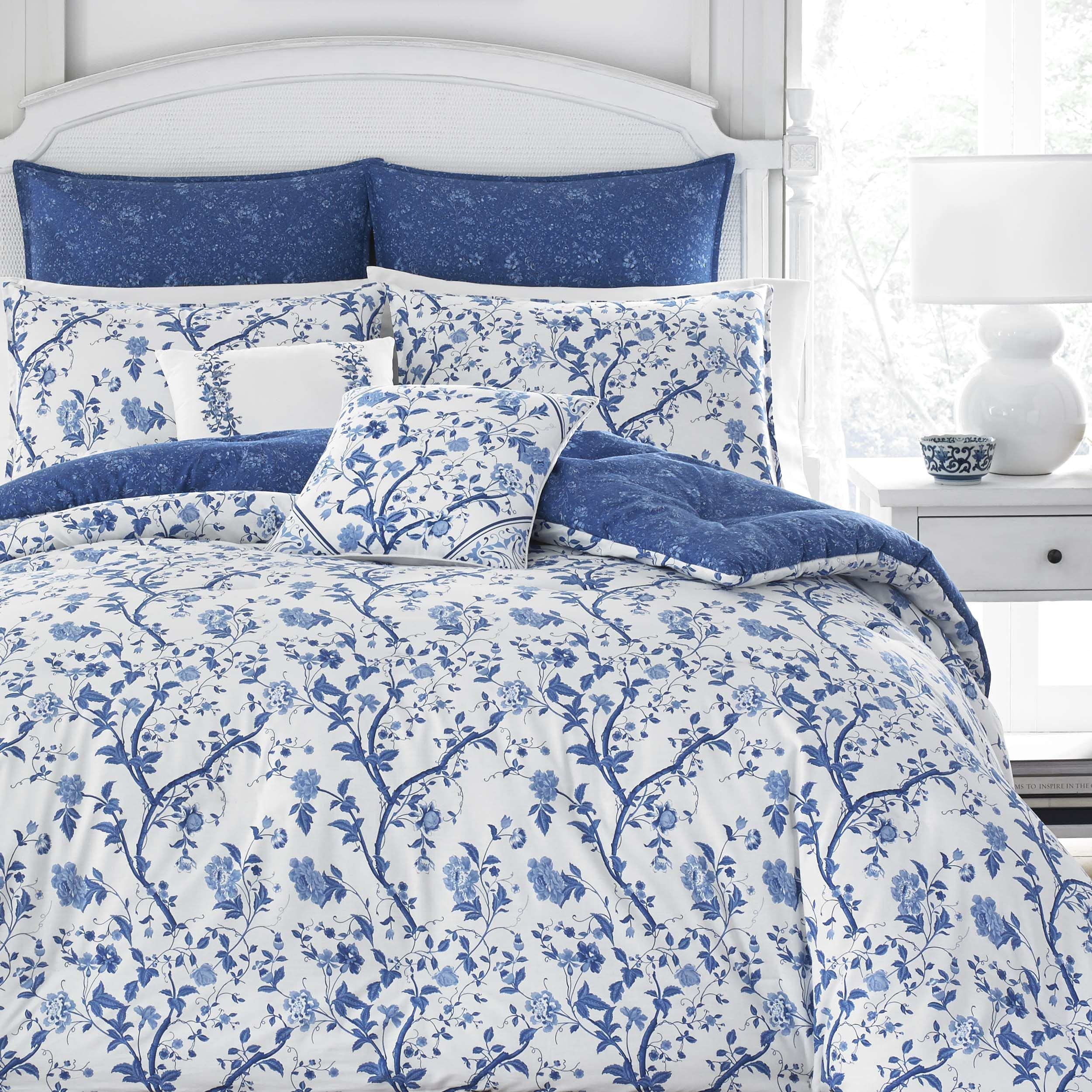 Laura Ashley Queen Comforter Set, Reversible Cotton Bedding