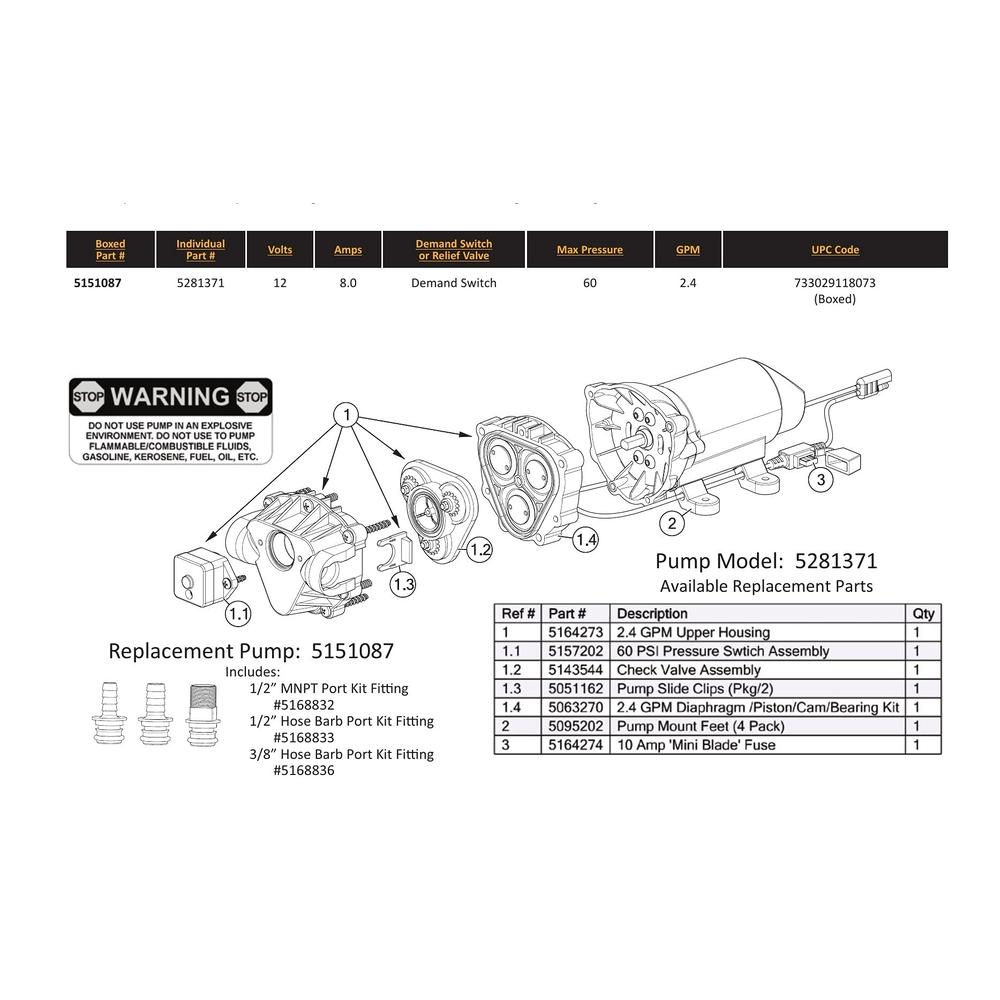 5486578 AgSouth AG SOUTH 5151087 2.4 GPM 12 Volt High Performance (Hi Flo ...