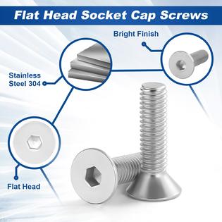 1/4-20 X 1 In. Flat Head Slotted Machine Screws - 18-8 Stainless - Foto 10