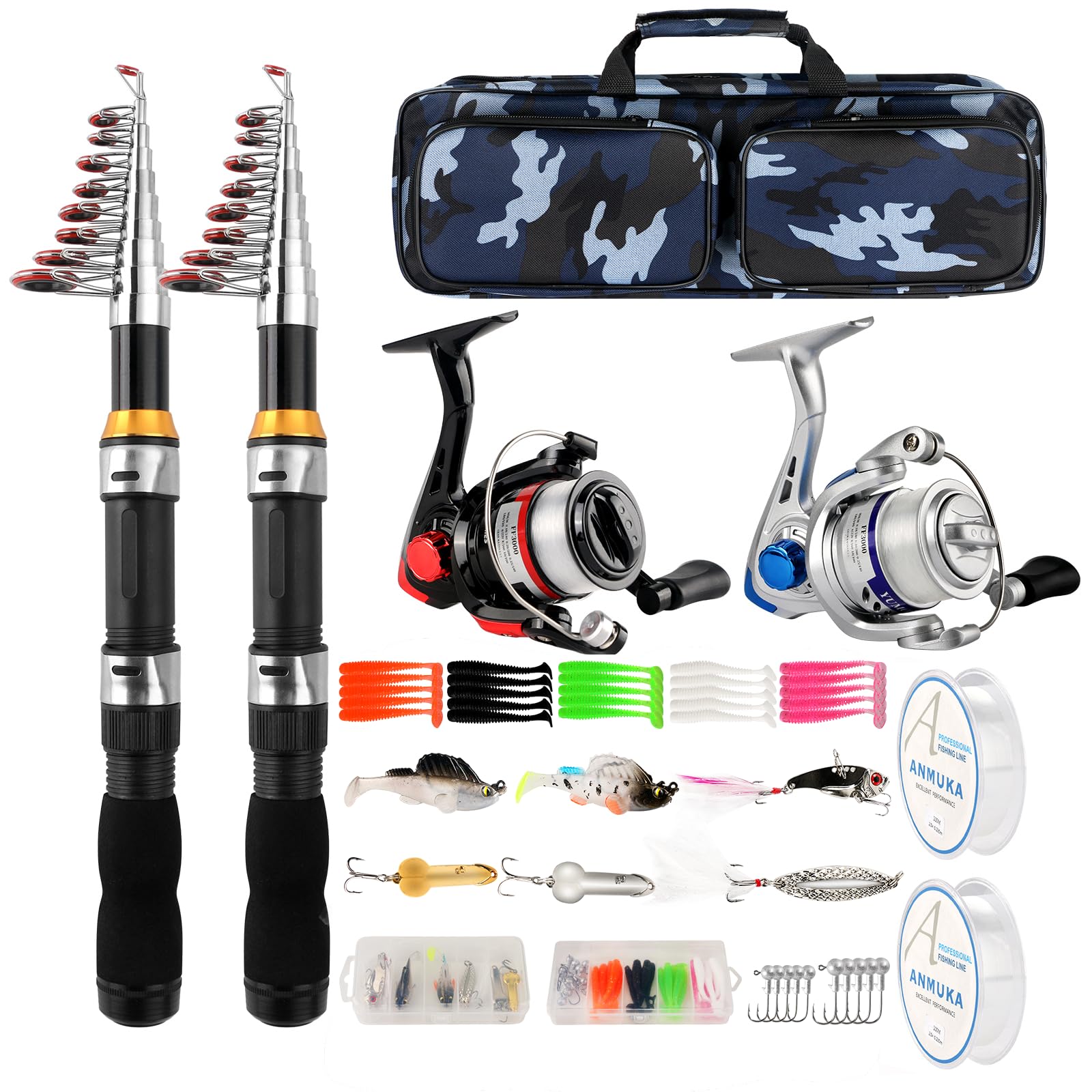 Lixada Fishing Rod And Reel Combo Portable With Fishing