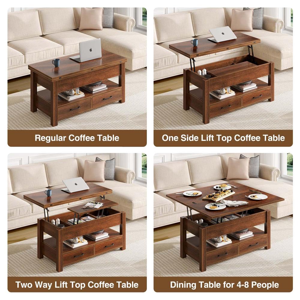Rolanstar Coffee Table Lift Top, Multi-Function Convertible Coffee ...