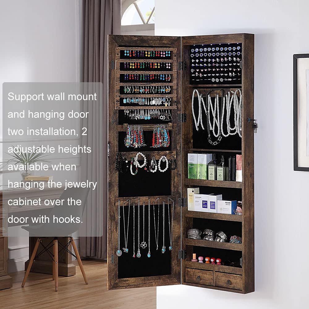 Amazon Hanging Jewelry Armoire With Mirror Standing Jewelry