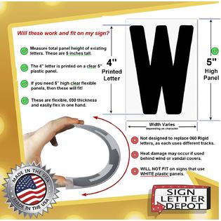 4" On 5" Changeable Sidewalk Sign Letters - Outdoor Flexible Message Board Letters