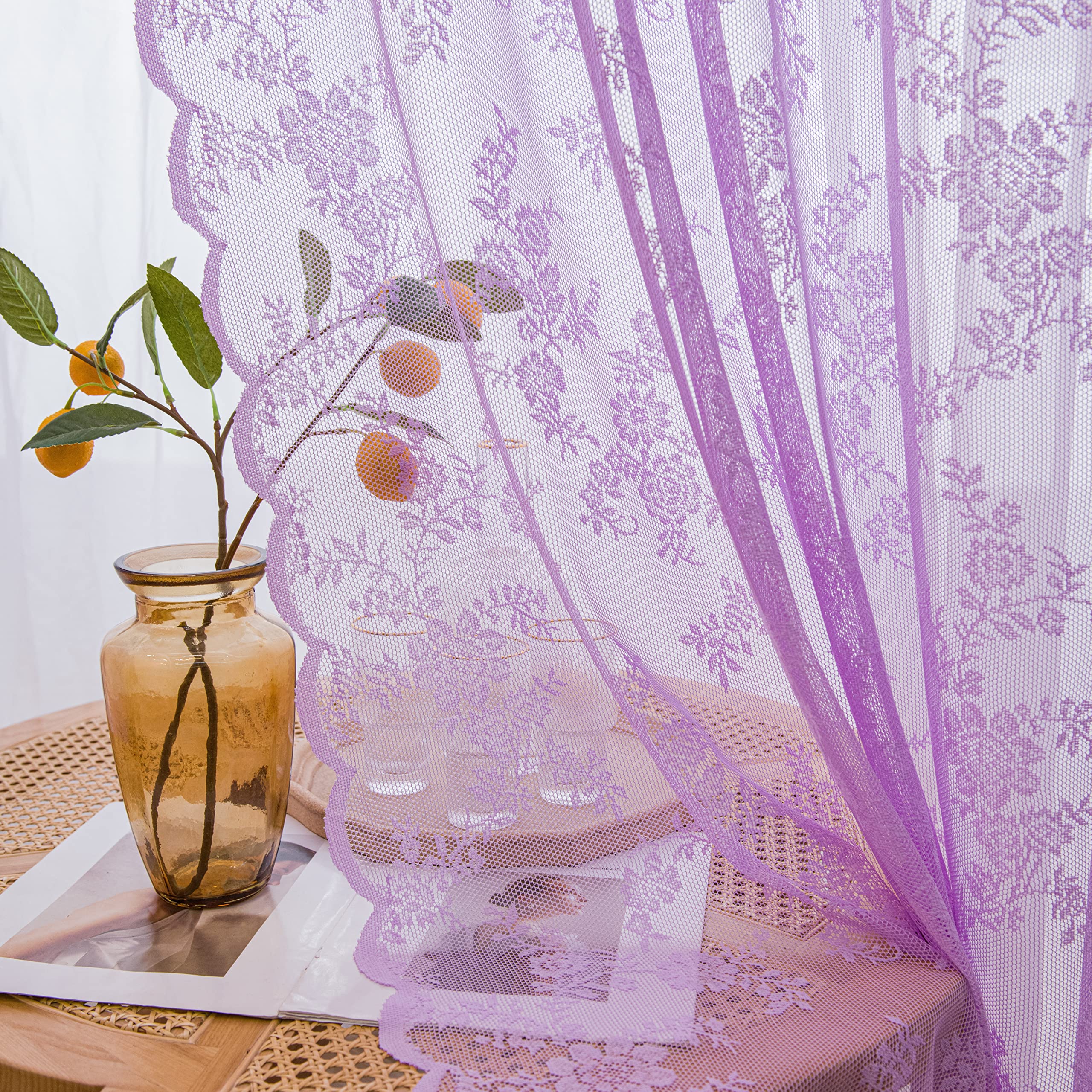 Kate Aurora 2 Piece Premium Rod Pocket Sheer Voile Curtain Panels For...