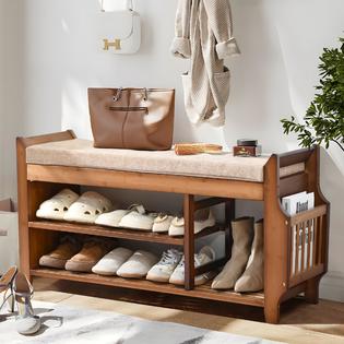 PETKABOO Tier Shoe Bench, Shoe Rack with Hidden Drawer and Side