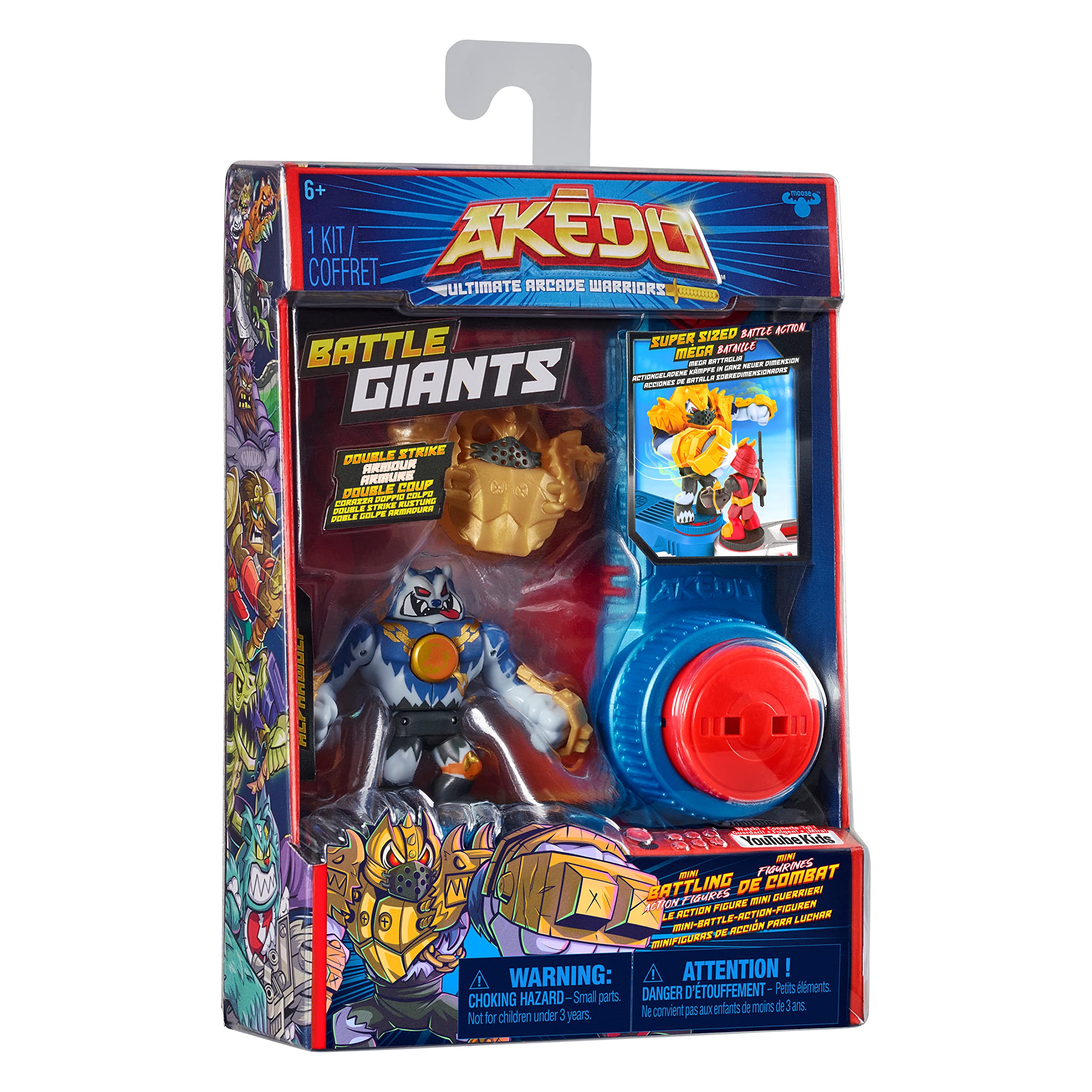 Akedo 14286 Ultimate Arcade Warriors Giants Mini Battling Action Figures  Ready, Fight, Split Strike-Alphawolf