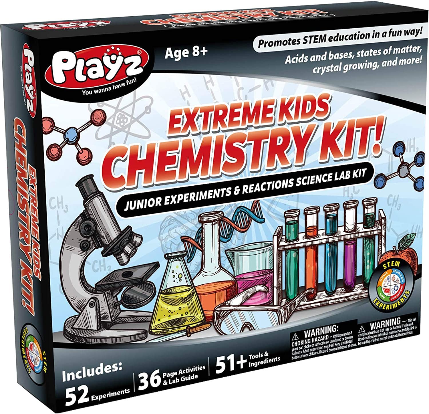 Playz 52 Extreme Kids Chemistry Experiments Set STEM Activities
