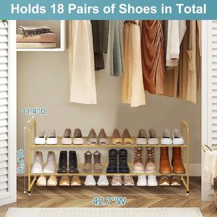 AOODA Long Tier Shoe Rack for Closet Metal Wide Stackable Shoe