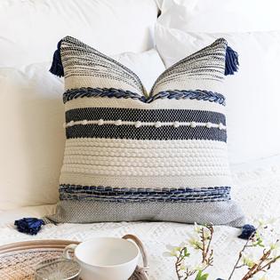 BlissBlush Navy Dark Blue Decorative Throw Pillow Cover 20x20