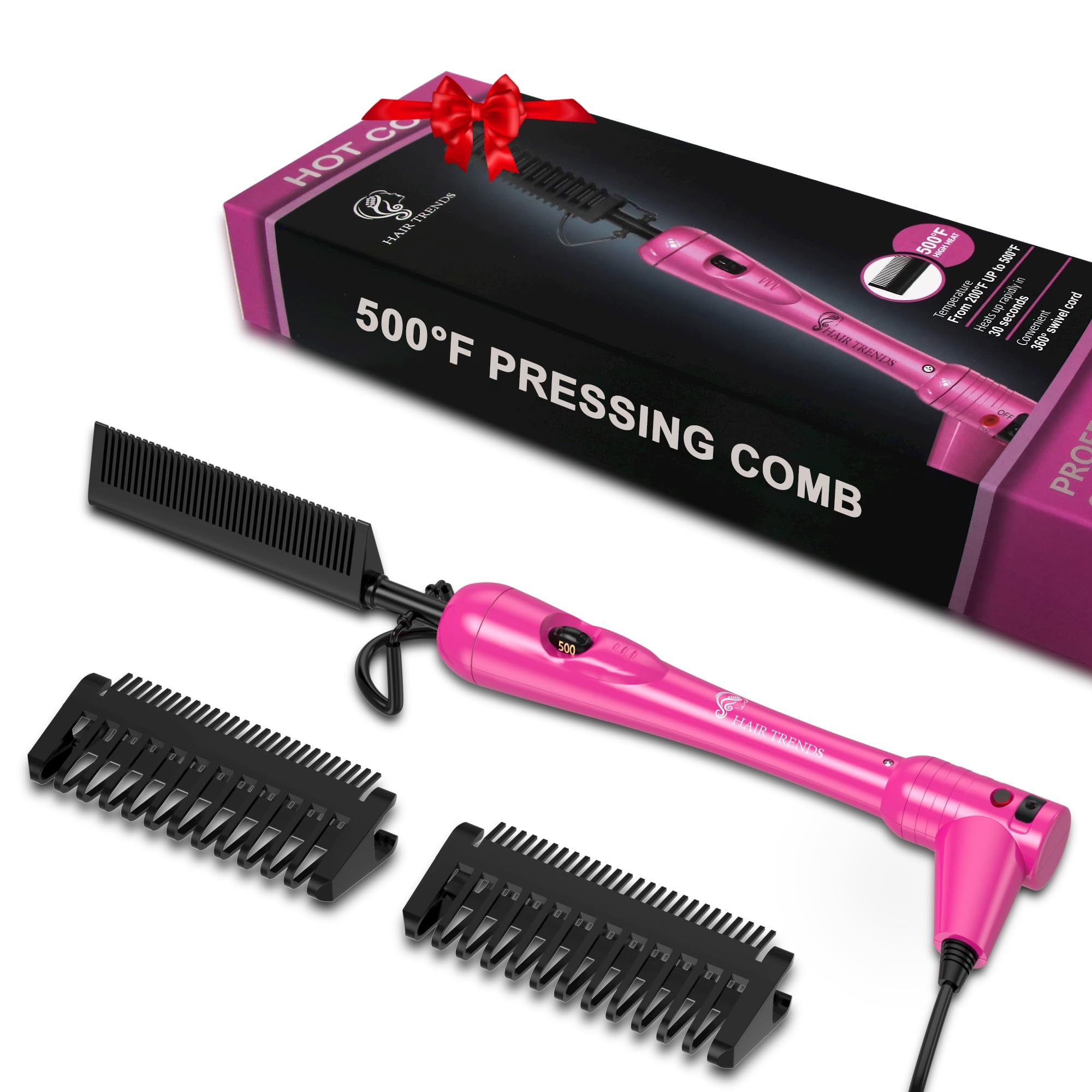 Hair trends Mini Pink Hot Comb 500 Degree, Dual Voltage 
