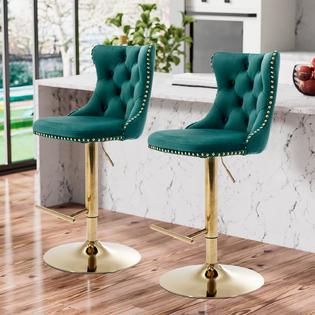 Aoowow Swivel Bar Stools Set of 2,Adjustable Barstools with Back