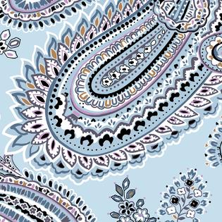 Vera Bradley Women's Fleece Plush Throw Blanket, Soft Sky Paisley