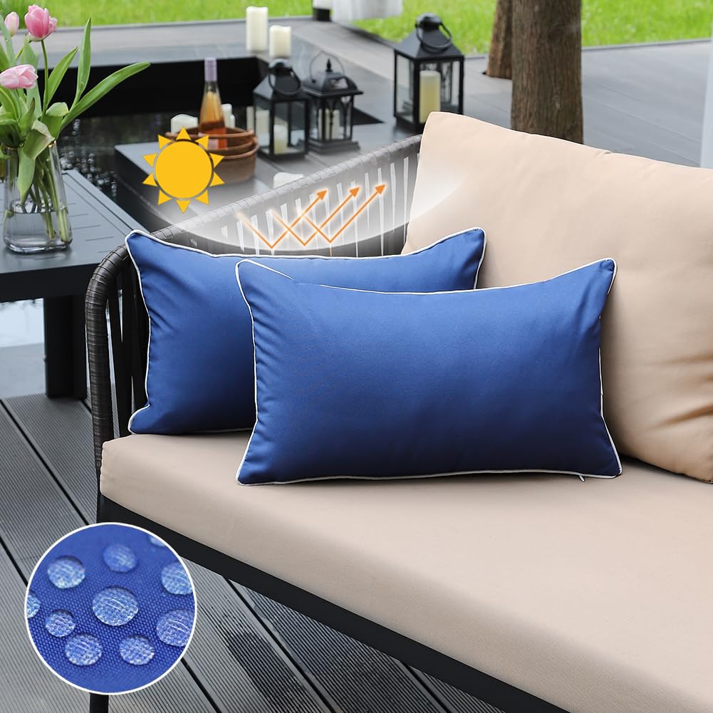 JOJOGOGO Blue Outdoor Waterproof Sun Fade Resistant Lumbar Pillow