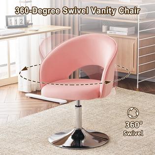 Furnimart Pink Velvet Vanity Chair Vanity Stool with Back, Height
