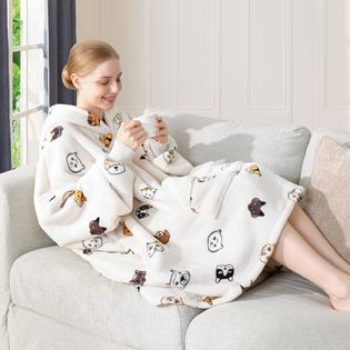 Touchat Wearable Blanket Hoodie Oversized Sherpa Blanket