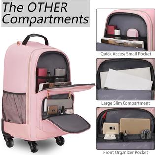 Matein 121201PNK MATEIN Rolling Backpack for Women, 18 inch Roller
