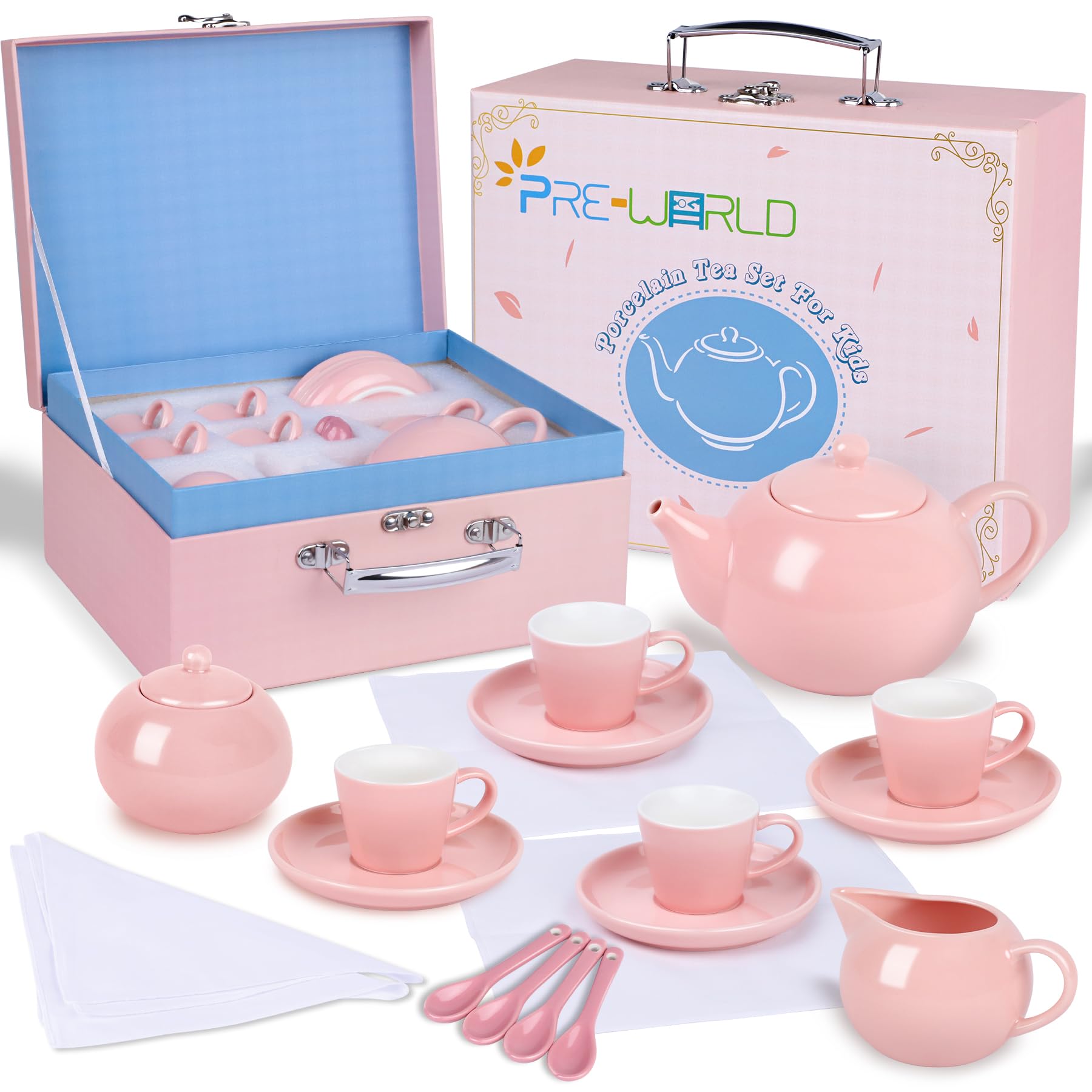 Toddler Toys QIZEBABY Tea Party Set For Girls ,48 PCS Kids Tin Tea