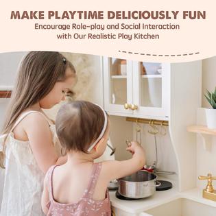 Tiny Land Play Kitchen for Kids, Wooden Play Kitchen with Toy
