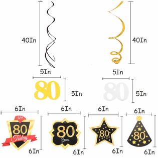 LINGTEER 80th Birthday Swirls Streamers Banner Set - Party Decorations Garland