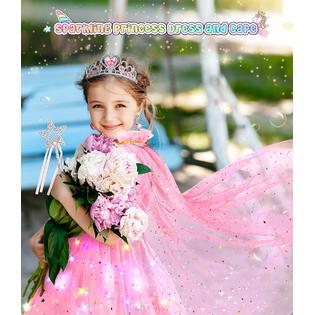 DOLNOW Princess Dress up Clothes for Little Girl, Light up Princess Dresses Princess Cape with Crown DOLNOW Princess Dress up Clothes for Little Girl, Light up Princess Dresses Princess Cape with Crown