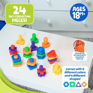 Skoolzy 24 Pieces Jumbo Nuts and Bolts Assortment, Fine Motor Toys