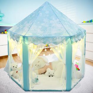 KIXINWA Frozen Princess Tent for Girls, Kids Play Tent with LED