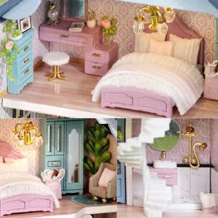 TuKIIE DIY Miniature Dollhouse Kit with Furniture, 1:32 Scale