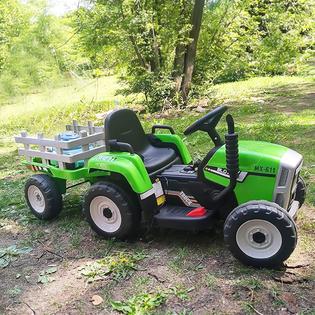 SEHOMY Kids Ride on Tractor with Trailer and 25W Dual Motors, 12V