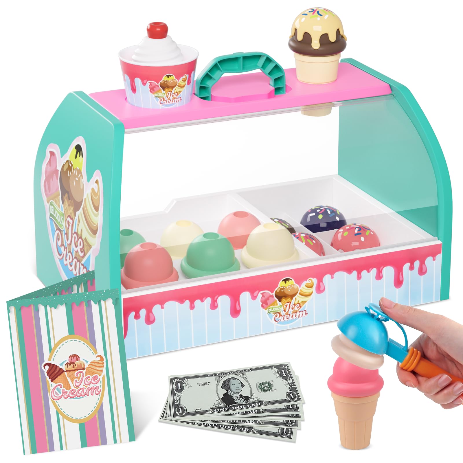 Amazon Ice Cream Shop Toy Wooden Weilim Ice Cream Counter Playset