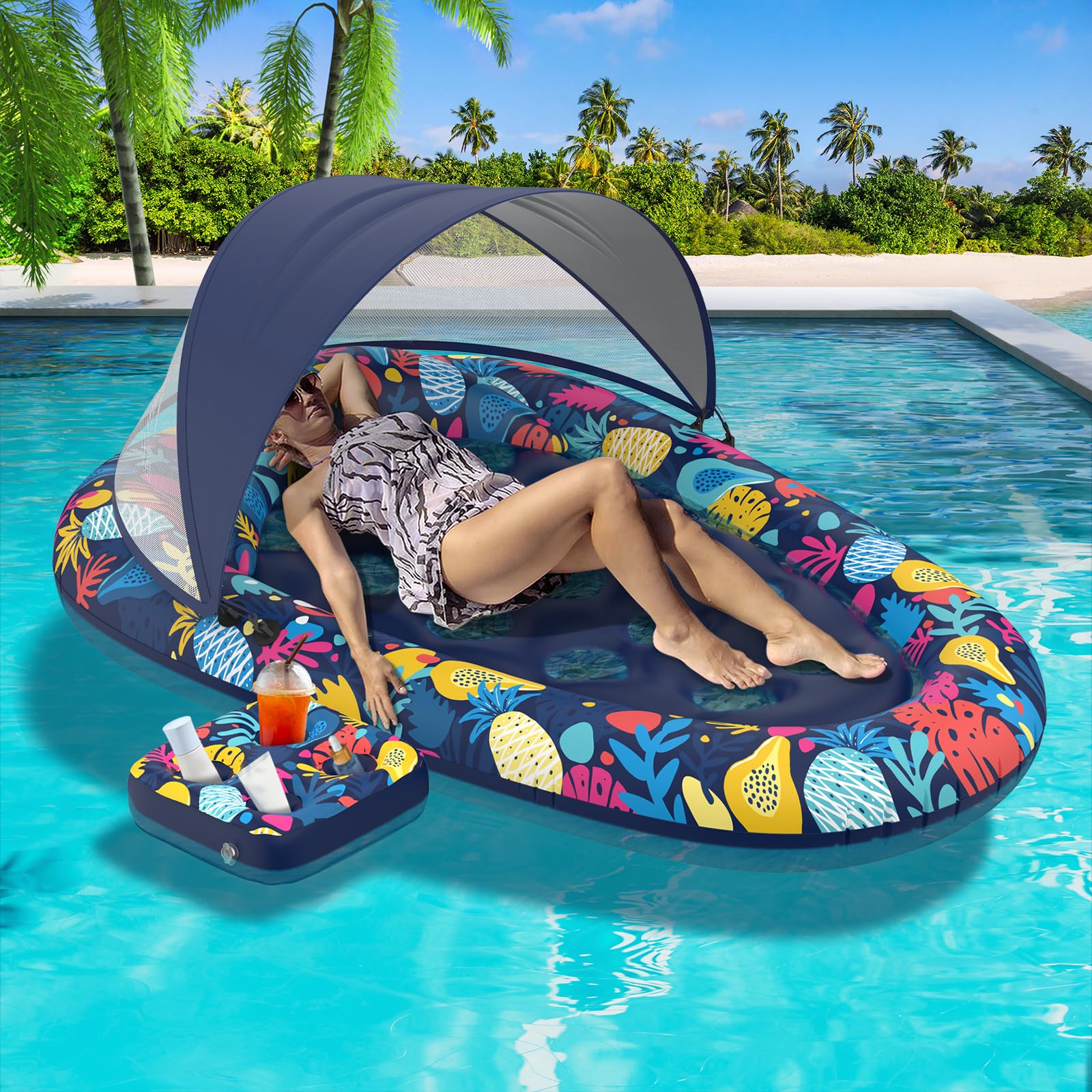 Sunikko X 3-in-1 Pool Floats Lounge, Inflatable Pool Floats for