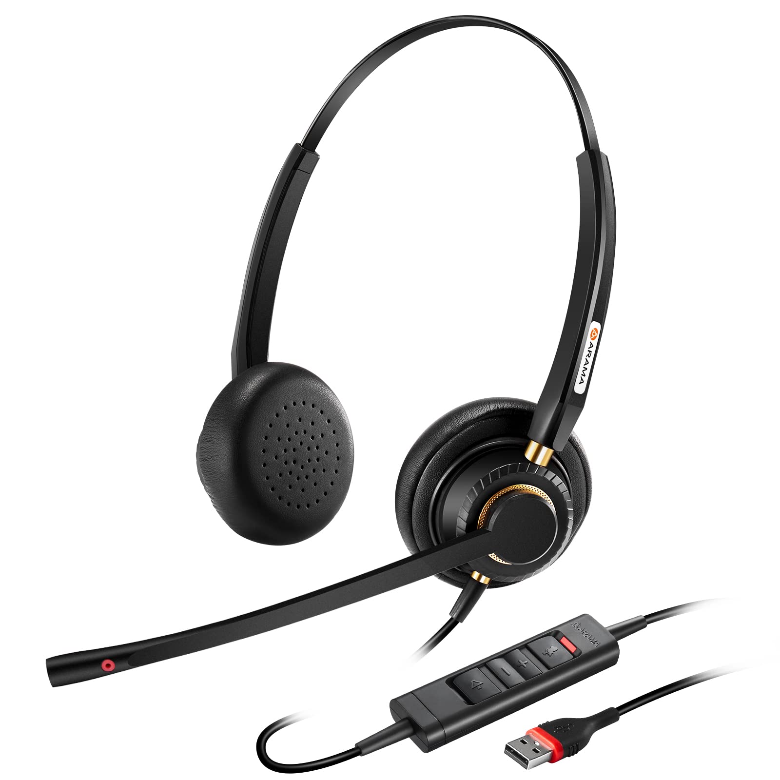 A802-UC Arama USB Headset with Microphone for PC, Computer Laptop
