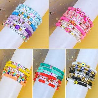 luyi LUYI 32 Pcs Preppy Jewelry Bracelets for Women Clay Bead