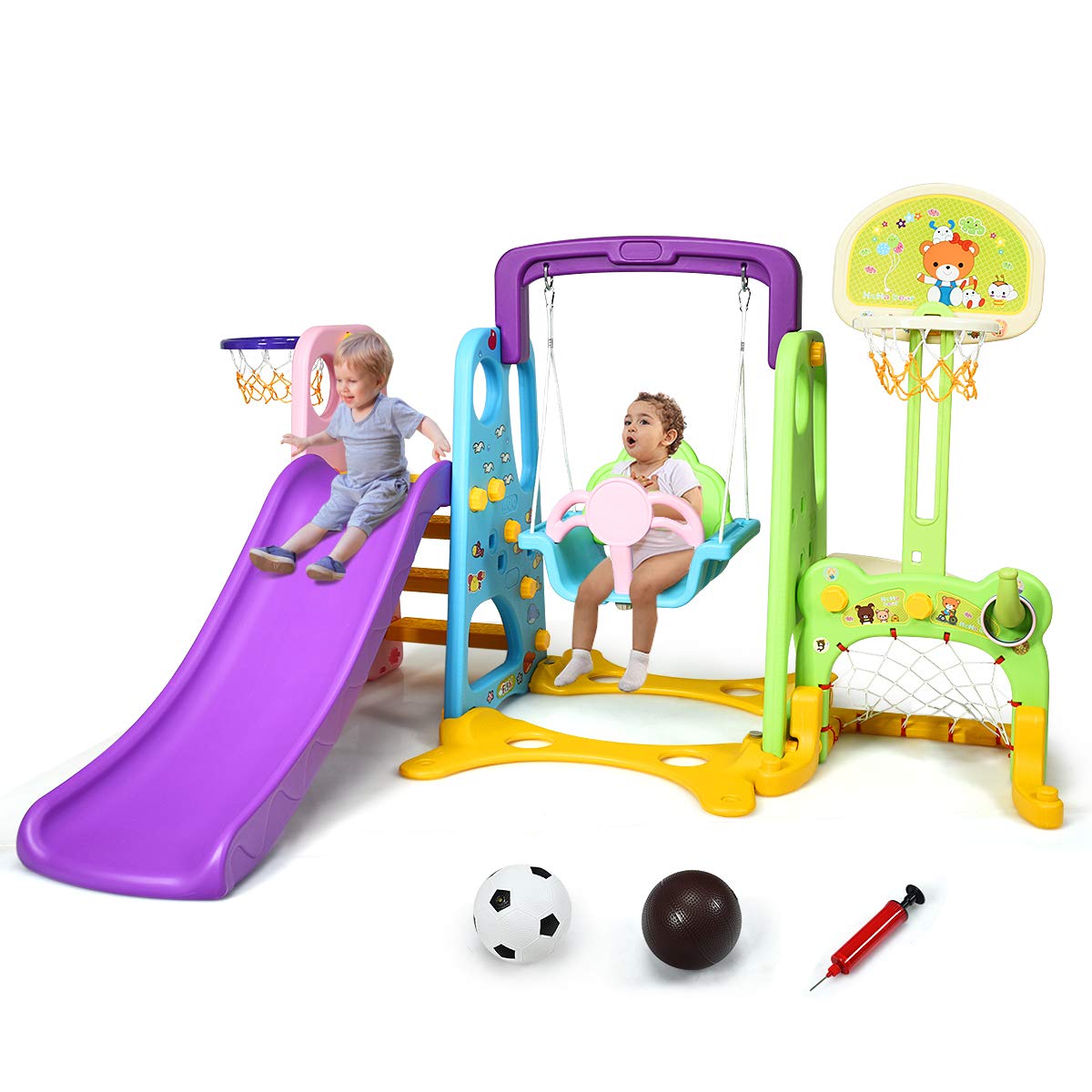Costzon in Toddler Slide and Swing Set, Kids Large Climber