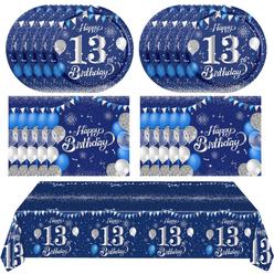 Navy Blue & Gold Happy Birthday Banner Party Decorations Kit With Glitter Banner & 6 Honeycomb Balls