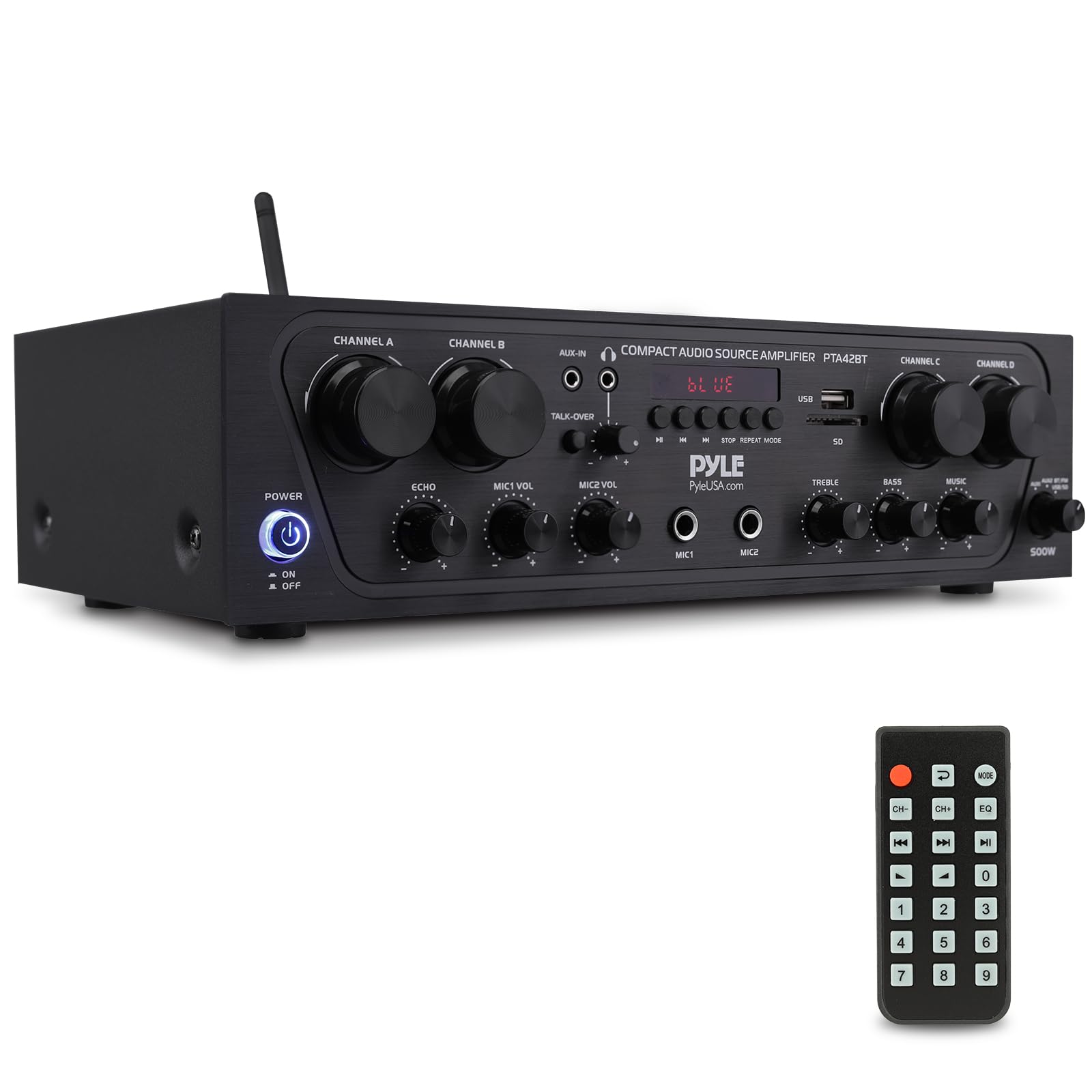 Amplificador Canales Pyle Wireless Karaoke Bluetooth Stereo