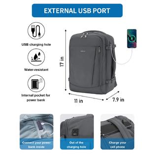 ECoHub ECOHUB 17'' Travel Backpack, Personal Item Backpack with 13 Pockets, Flight Approved Carry on Backpack with USB Port & Luggage S ECoHub ECOHUB 17'' Travel Backpack, Personal Item Backpack with 13 Pockets, Flight Approved Carry on Backpack with USB Port & Luggage S