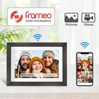 FRAMEO Digital Photo Frame 10.1 Inch WiFi Smart Frame HD IPS Touch Screen, 16GB Storage, Auto-Rotate, Wall-Mountable, Easy Setup To Share Photos & Videos Via Free App From Anywhere
