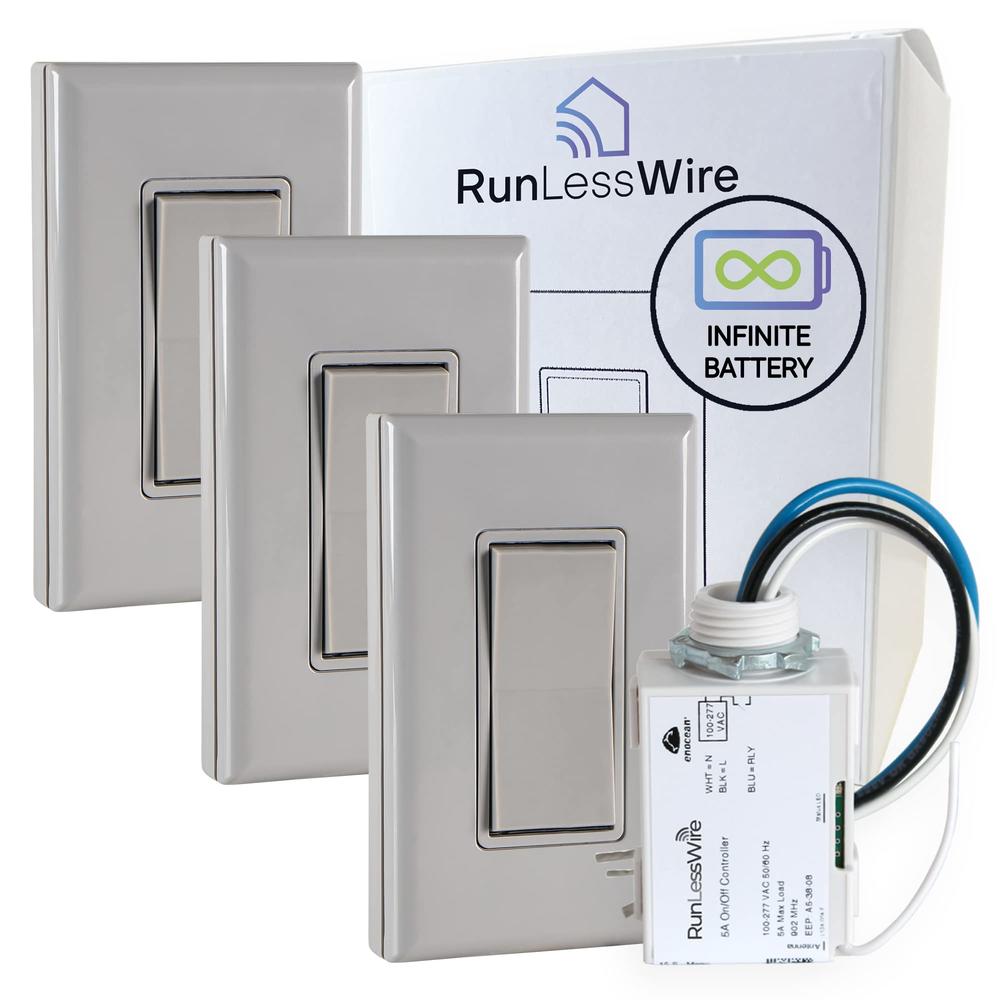 Remote Light Switch Adapter RunLessWire 4-Way Remote Light Switch Kit Wireless Battery-Free Self ...