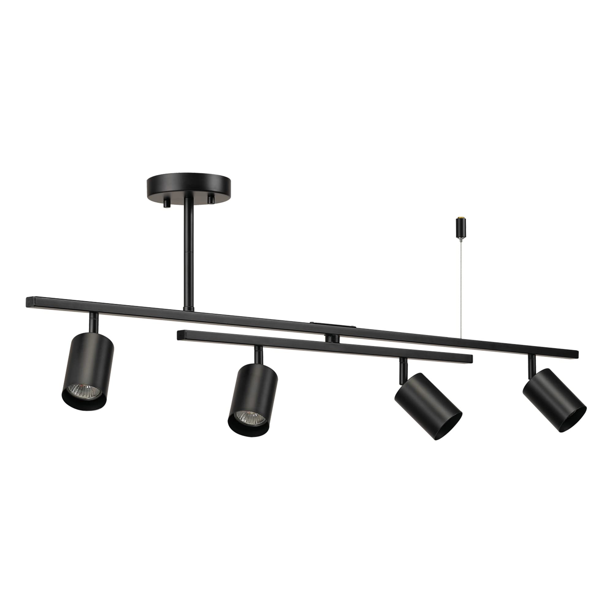 Globe Electric 57500 4-Light Track Lighting, Matte Black, Center Swivel Bar,  Pivoting Track Heads, 4 Bulb Kitchen Light, Ceiling, image size:2000x2000