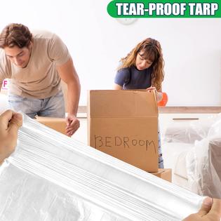 10-Pack Plastic Drop Sheets 9x12 Feet - Waterproof Painting Tarps & Furniture Covers