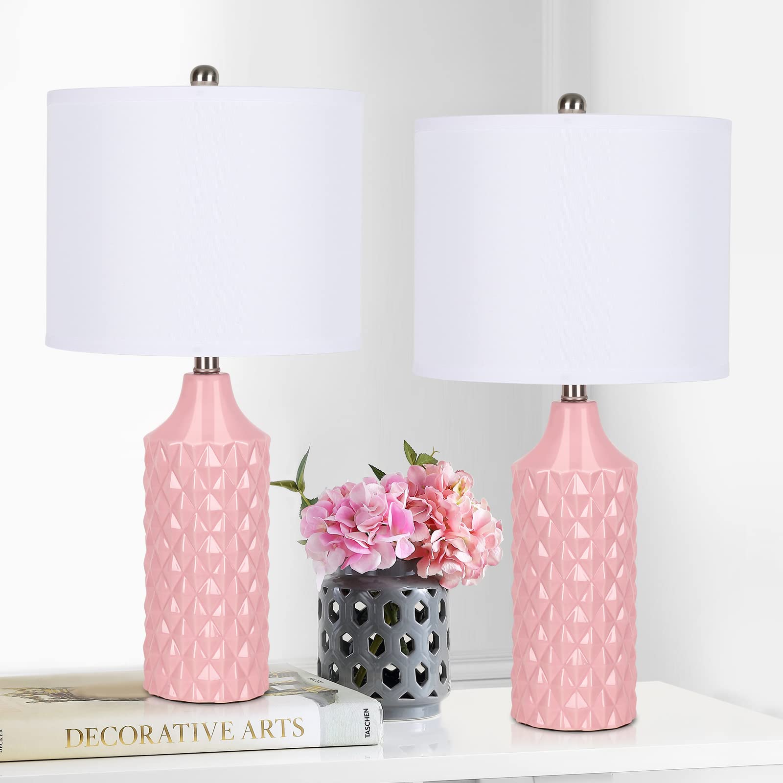 Amazon Pink Bedroom Table Lamps Qingmiao Ceramic Table Lamps Set - Main Image