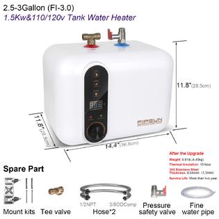 FIPEUN Electric Hot Water Heater 110/120V Small Compact Tank,Rv Tr