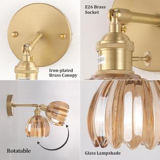 Battery Operated Wall Sconce With Remote, Amber Tulip Crystal Glass Wall Light